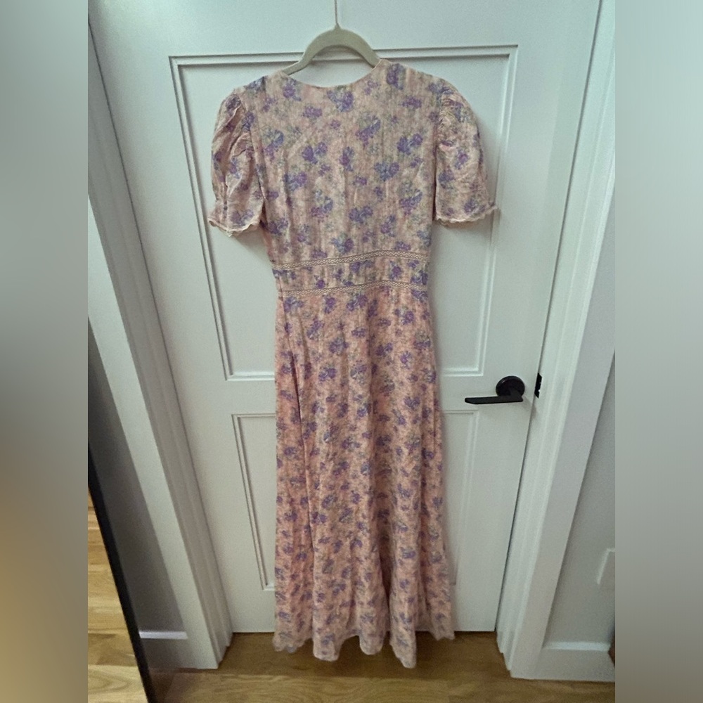LoveShackFancy Floral Stacy Pink short sleeve Maxi Sz XS orig $475 - Picture 13 of 16
